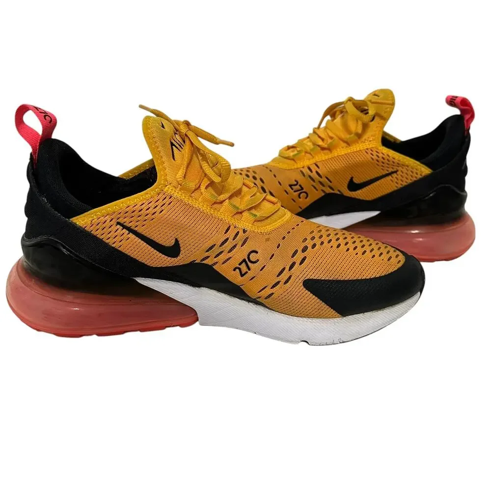 Nike Air Max 270 Tiger Uni Gold Black Hot Punch Sneakers Men's (8.5) AH8050-004